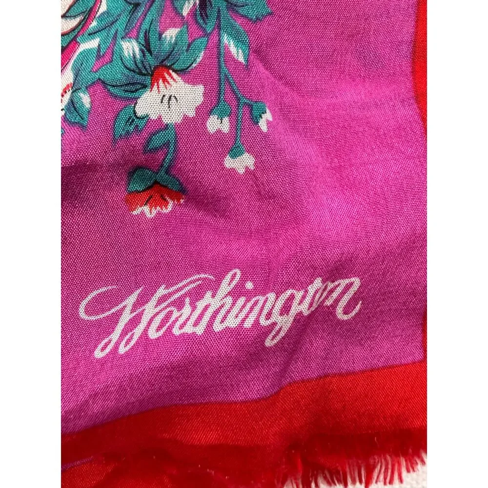 Worthington Vintage Y2K 100% Silk Floral Scarf 52 x 11 Botanical Romantic